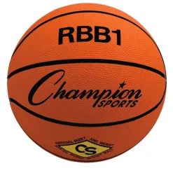 Champion Sports Offical Size Rubber Basketball, Orange, Set of 2