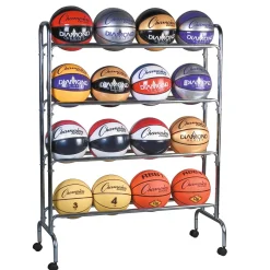 Champion Sports Portable Ball Rack, 4 Tier, Holds 16 Balls
