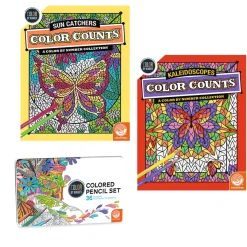 Color By Number Color Counts: Kaleidoscopes and Sun Catchers Set of 2 With Pencils