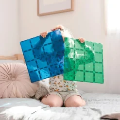 Connetix Rainbow Blue & Green Base Plate Pack – 2‑Piece Magnetic Building Foundation Set