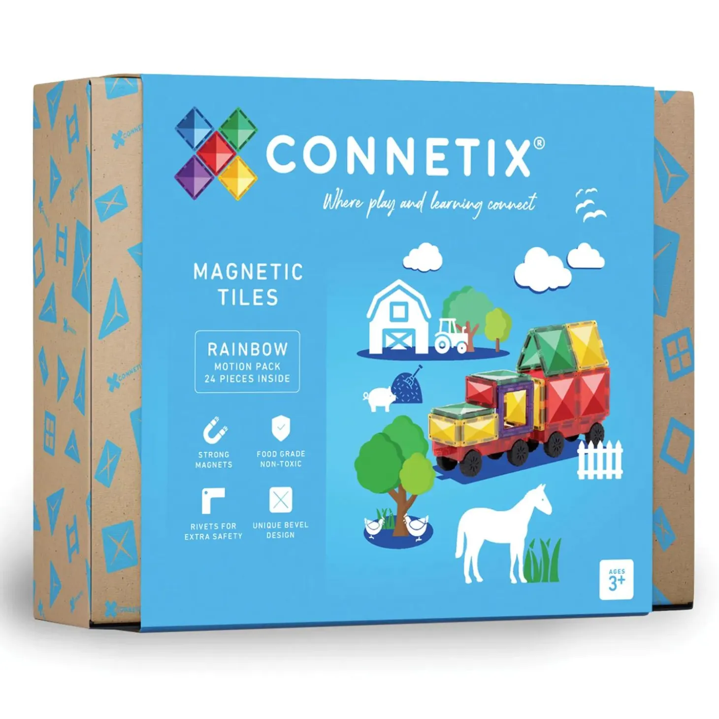 Connetix Rainbow Motion Pack – 24‑Piece Magnetic Movement & Vehicle Set