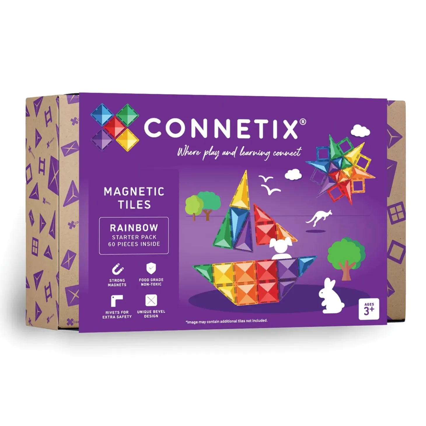 Connetix Rainbow Starter Pack – 60‑Piece Magnetic Building Set