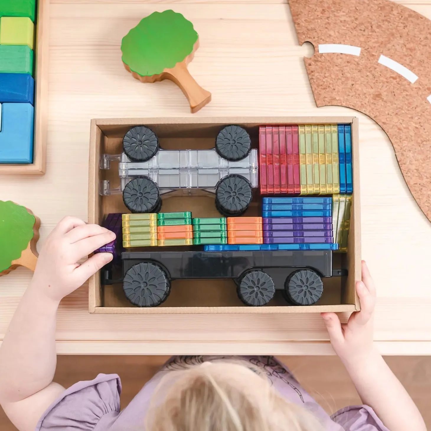 Connetix Rainbow Transport Pack – 50‑Piece Magnetic Building Set