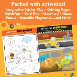 Dinosaur & Construction Sticker Activity Books Set of 2