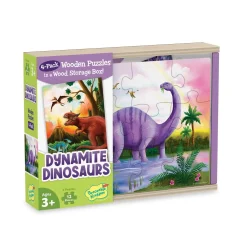 Dynamite Dinosaurs 4-Pack Wooden Puzzles