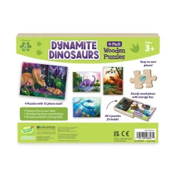 Dynamite Dinosaurs 4-Pack Wooden Puzzles