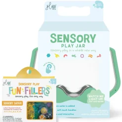GloPals Teal Sensory Glow Jar with Safari Filler