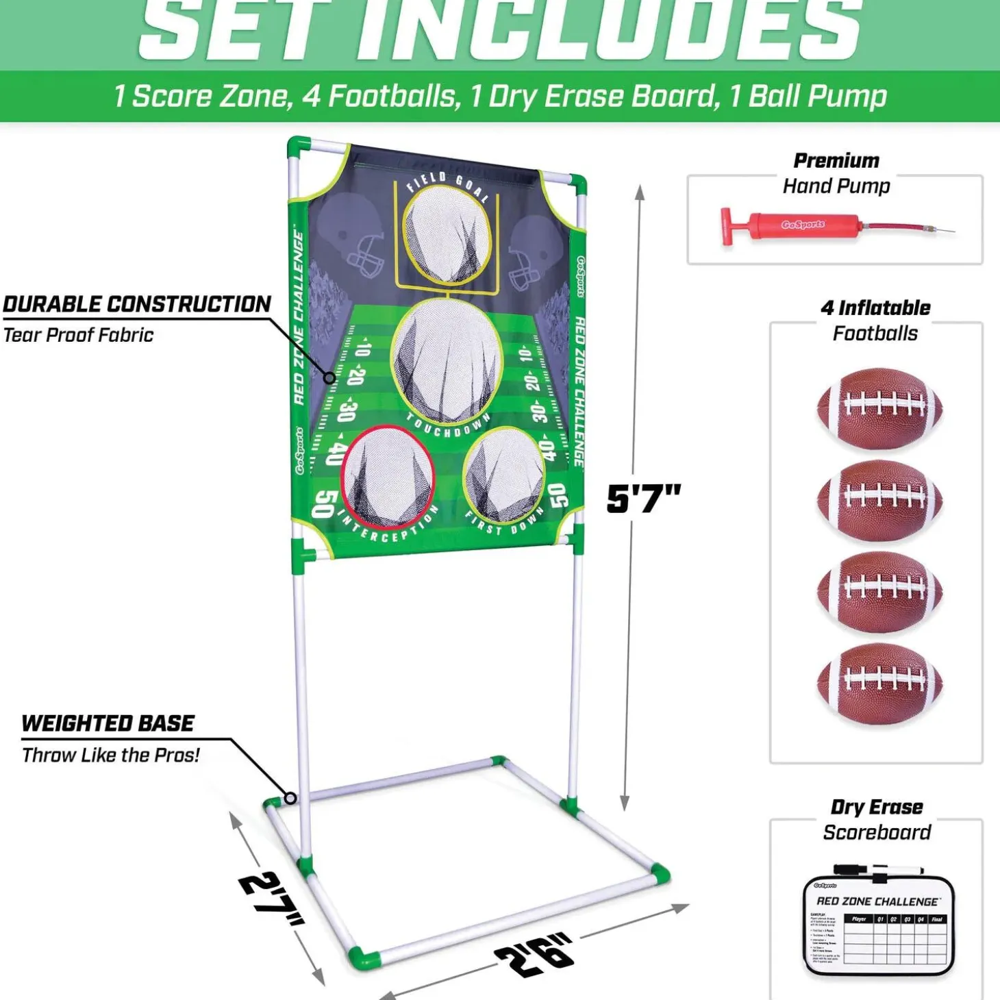 GoSports Red Zone Challenge Football Toss Game