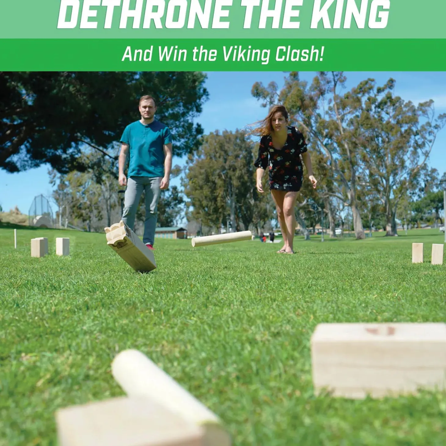GoSports - Regulation Size Kubb Viking Clash Toss Game Set