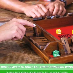 GoSports: Shut the Box Premium Wooden Dice Game, Classic 4 Player Family Board Game