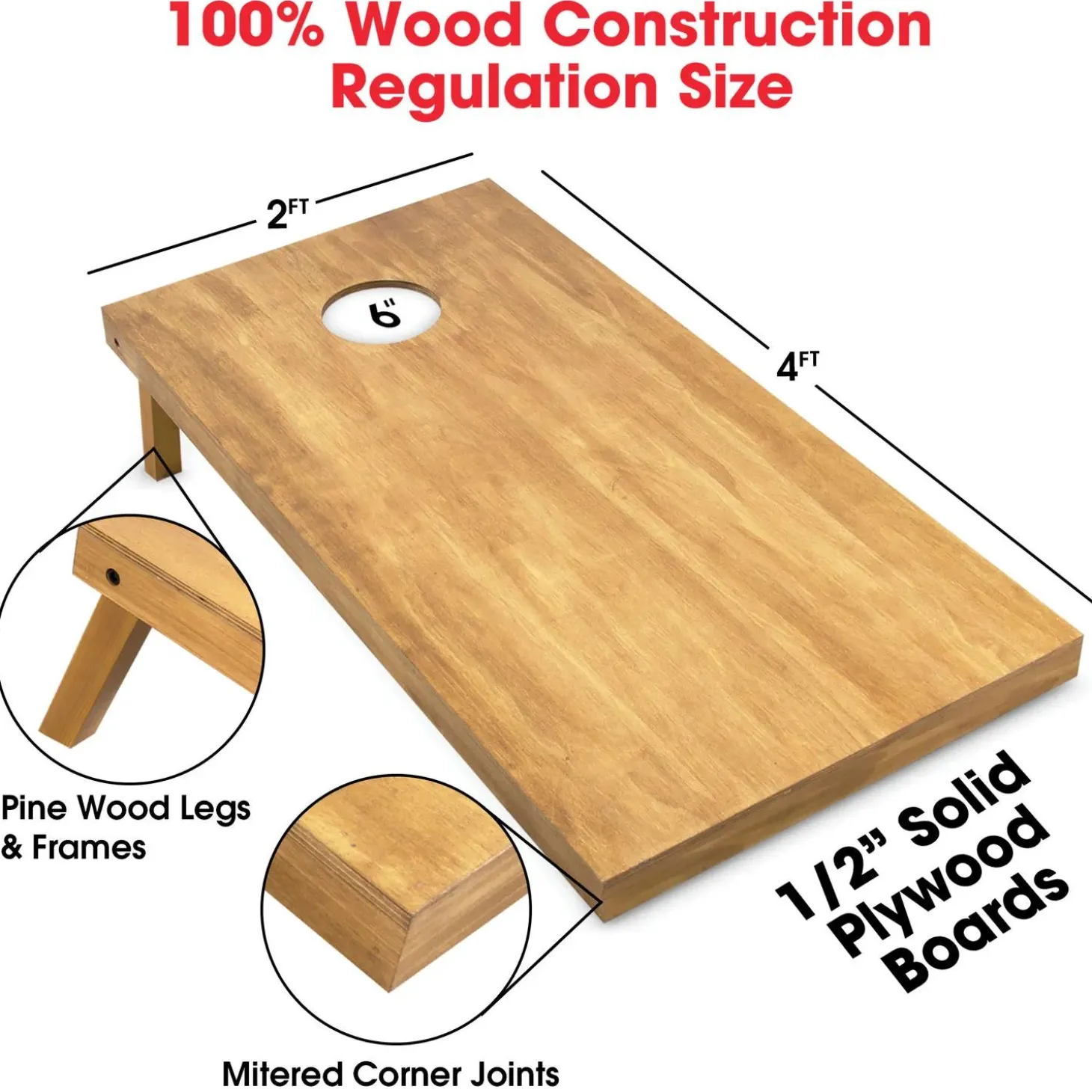 GoSports: 4'x2' Regulation Size Wooden Cornhole Boards Set