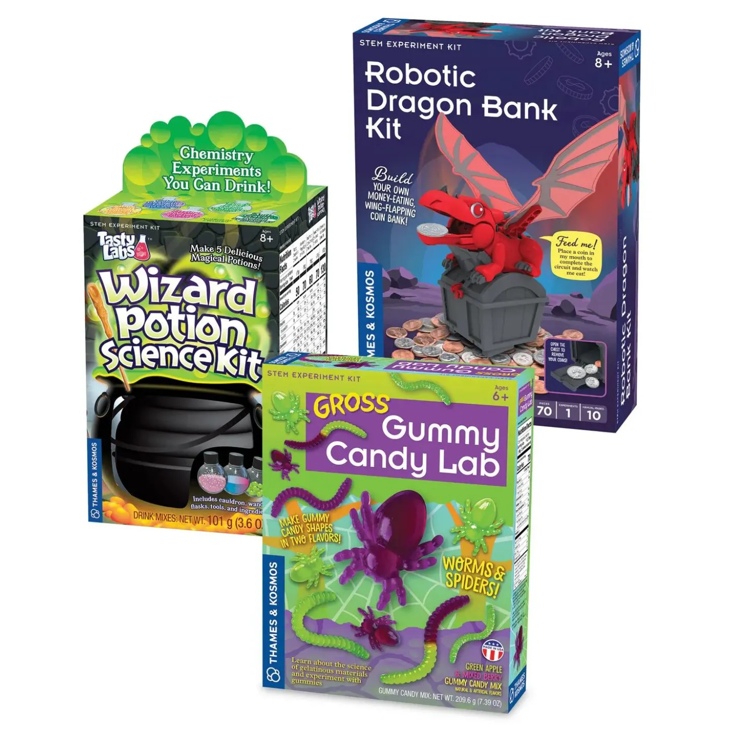 Gross Gummy Candy, Robotic Bank & Wizard Potion Kits: Set of 3