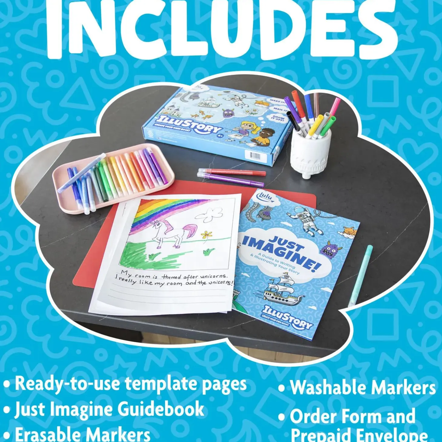 IlluStory Kids Create-Your-Own Hardcover Book Kit – Write & Illustrate Your Story