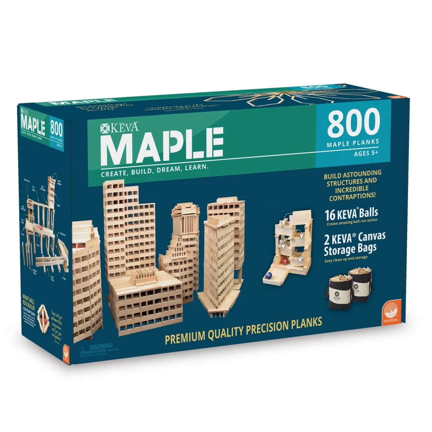 KEVA® Maple 800 Plank Set with Canvas Storage Bags