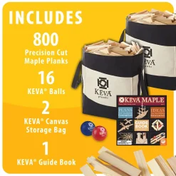 KEVA® Maple 800 Plank Set with Canvas Storage Bags