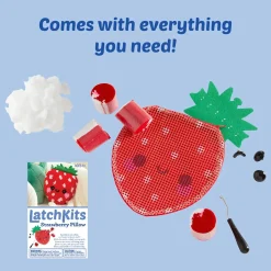 LatchKits: Strawberry Pillow Latch Hook Kit for Kids