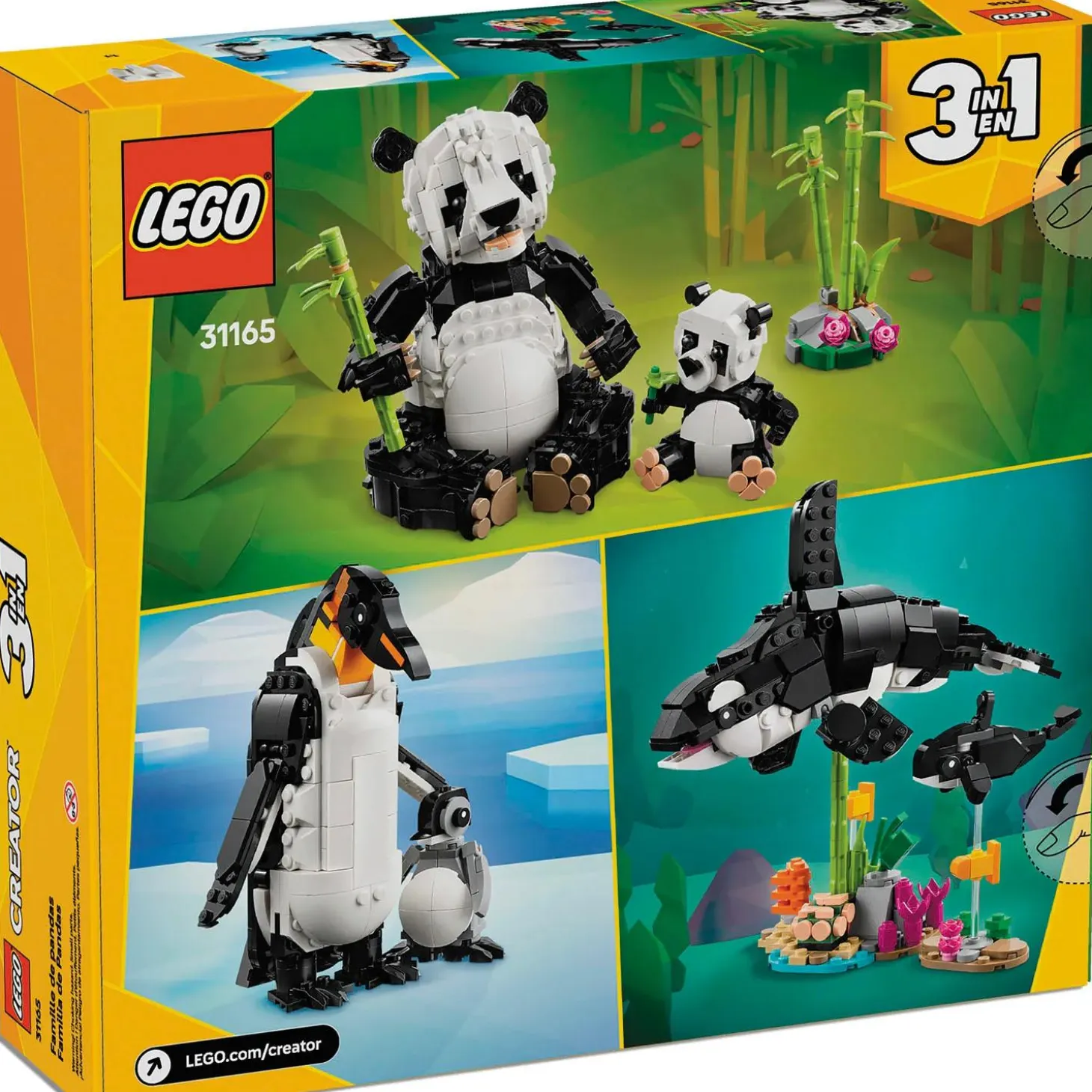 LEGO® Creator 3 in 1 Wild Animals: Panda, Penguin or Orca Set 31165