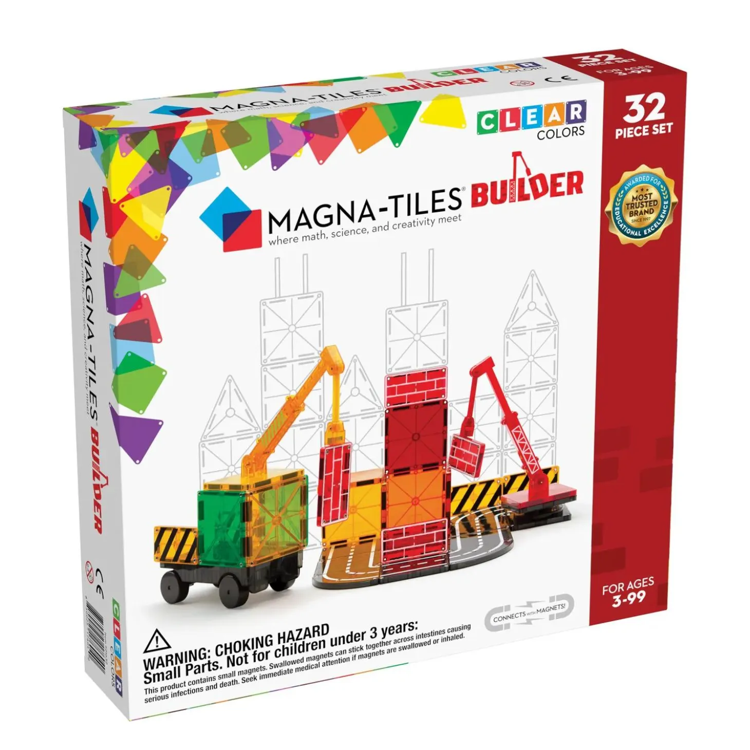 MAGNA-TILES® Builder 32-Piece Magnetic Construction Set, The ORIGINAL Magnetic Building Brand