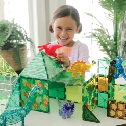 MAGNA-TILES® Dino World XL 50-Piece Magnetic Construction Set, The ORIGINAL Magnetic Building Brand