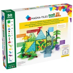 MAGNA-TILES® Dino World XL 50-Piece Magnetic Construction Set, The ORIGINAL Magnetic Building Brand