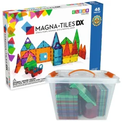 MAGNA-TILES® DX 48-Piece Magnetic Construction Set with FREE Storage Bin