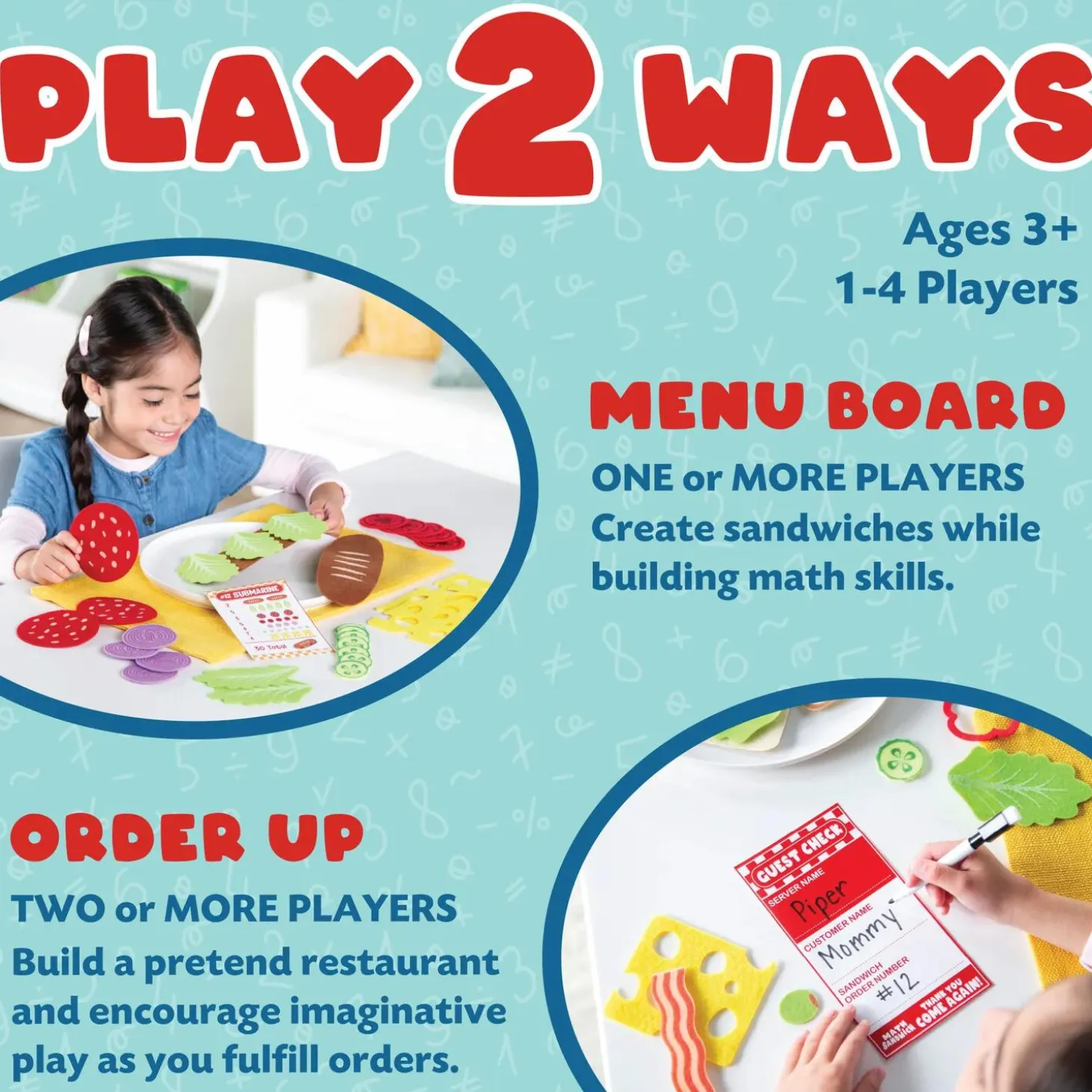 Math Sandwich Peaceable Kingdom Preschool Math Game