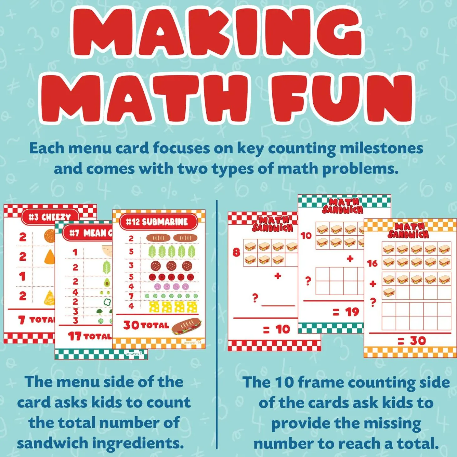 Math Sandwich Peaceable Kingdom Preschool Math Game