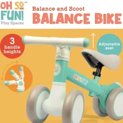 Oh So Fun! Balance and Scoot Balance Bike for Toddlers, Adjustable Ride On Training Bike