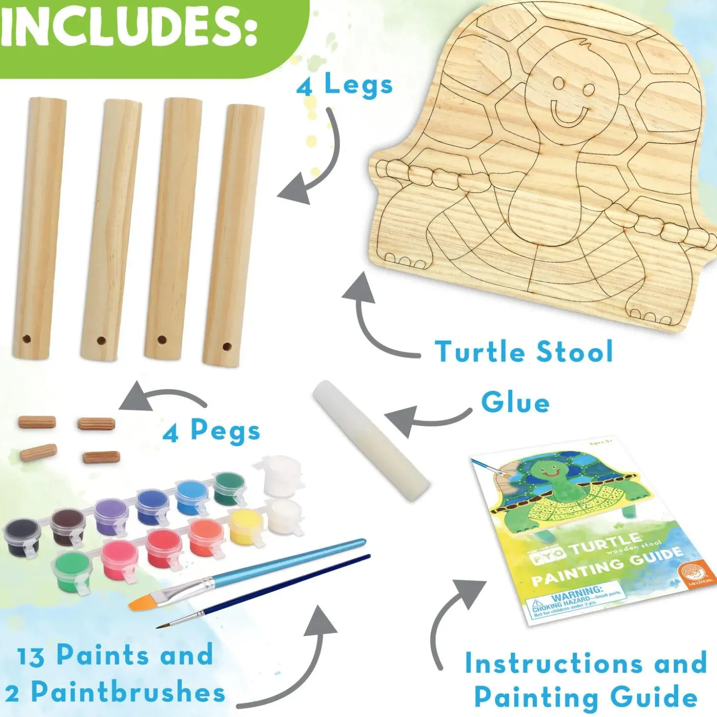 Paint Your Own Wooden Stool Craft: Turtle