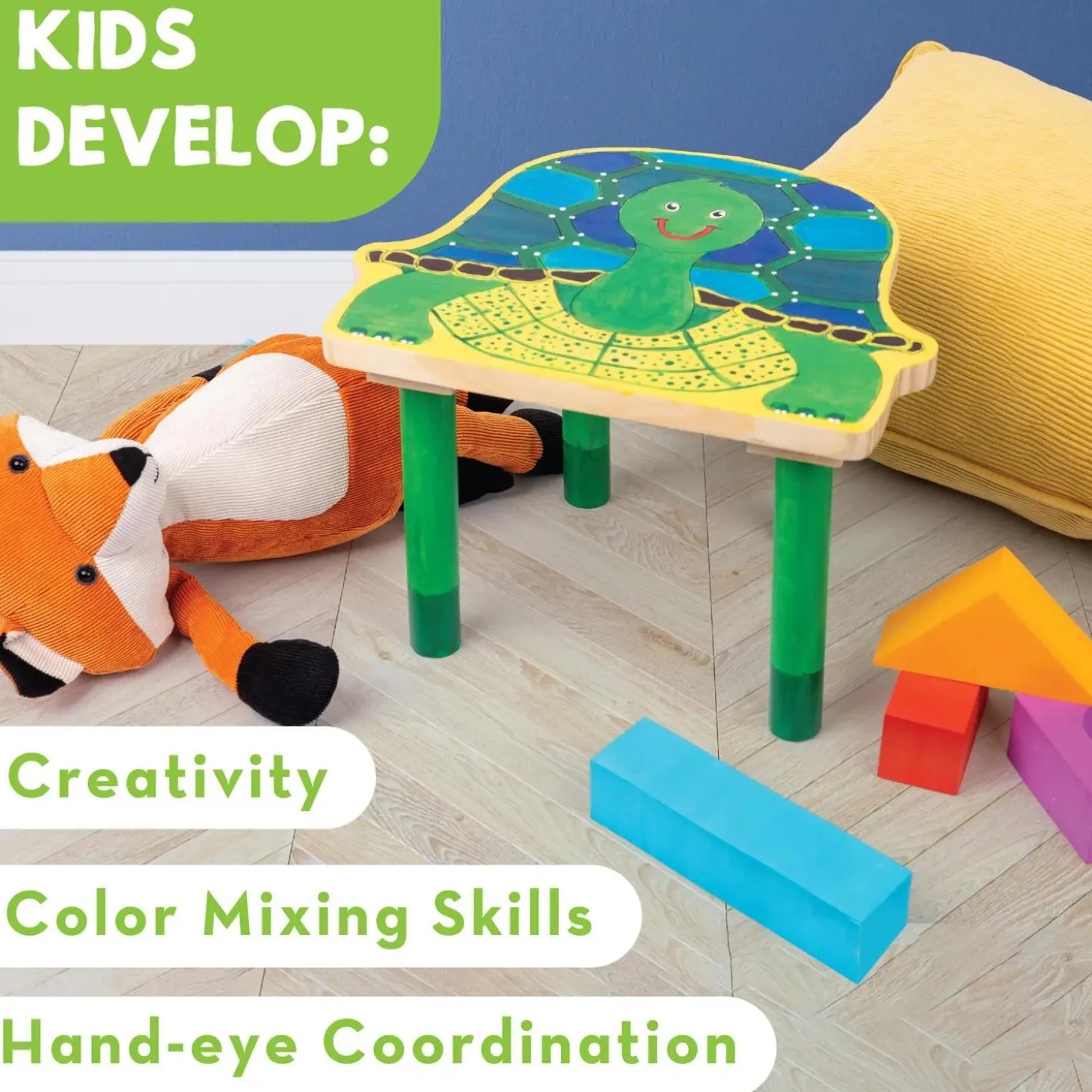 Paint Your Own Wooden Stool Craft: Turtle