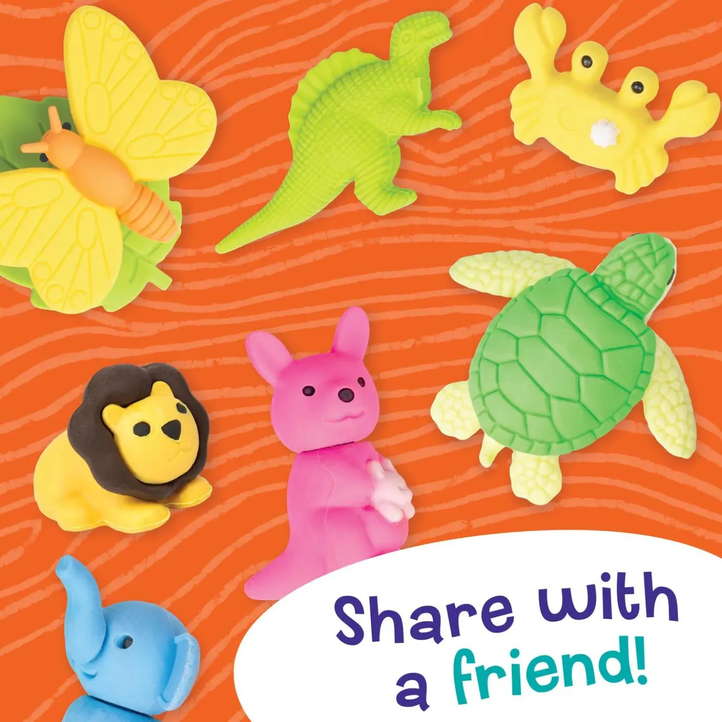 Peaceable Kingdom Animal Erasers – 60 Count, 25 Unique Designs