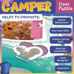 Peaceable Kingdom Camper Floor Puzzle, 45 Piece Jigsaw Puzzle with Foil Accents