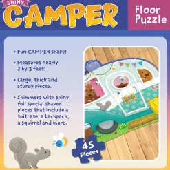 Peaceable Kingdom Camper Floor Puzzle, 45 Piece Jigsaw Puzzle with Foil Accents
