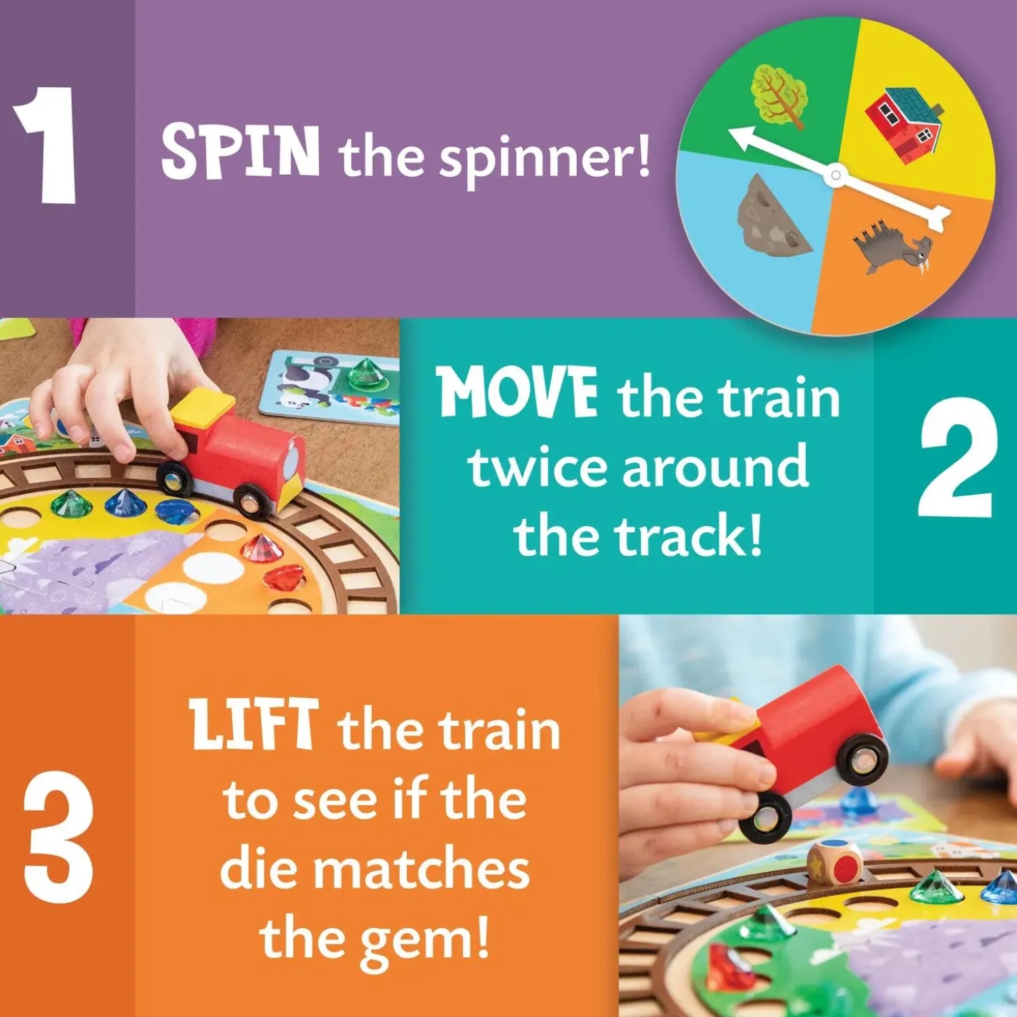Peaceable Kingdom Round the Mountain Cooperative Train Game
