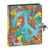 Peace Sign Black Page Diary with Metallic Ink Pen