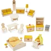 17-Piece Wooden Dollhouse Furniture Set