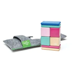 Tegu Magnetic Wooden Blocks, 8-Piece Pocket Pouch, Blossom