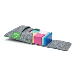 Tegu Magnetic Wooden Blocks, 8-Piece Pocket Pouch, Blossom